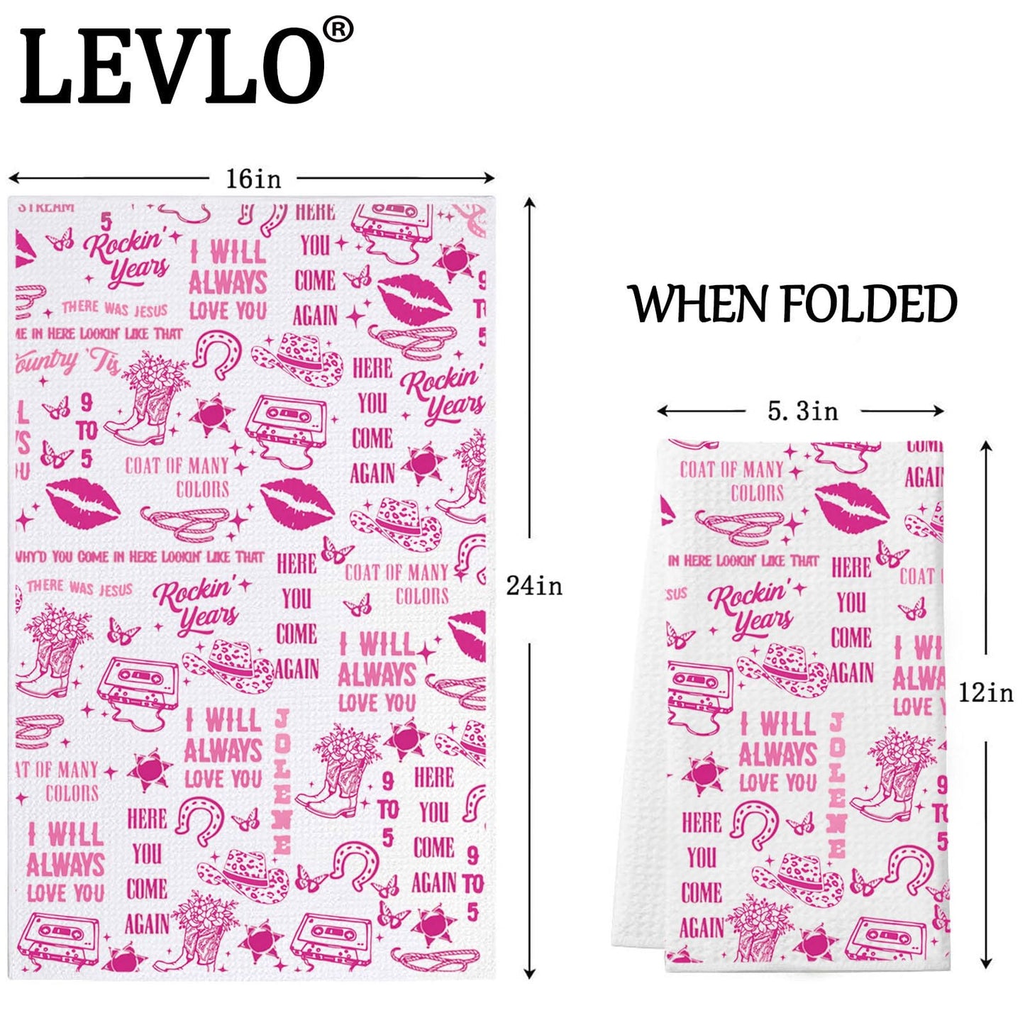 LEVLO Country Song Kitchen Towel Country Music Lover Gift Country Album Tea Towel Country Festival Fans Housewarming Gift (Always Love You)