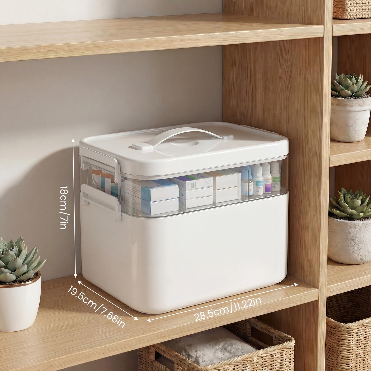 Kryndle Medicine Storage Box, 2 Layer Medicine Box with Compartments