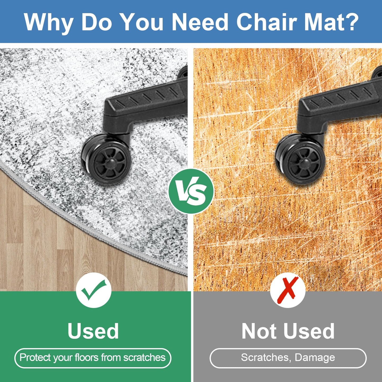 Capslpad Office Chair Mats for Hardwood Floor ø120cm Round Non-Slip Modern Abstract Home Multi Purpose Chair Mat Low Pile Floor Protector Chair