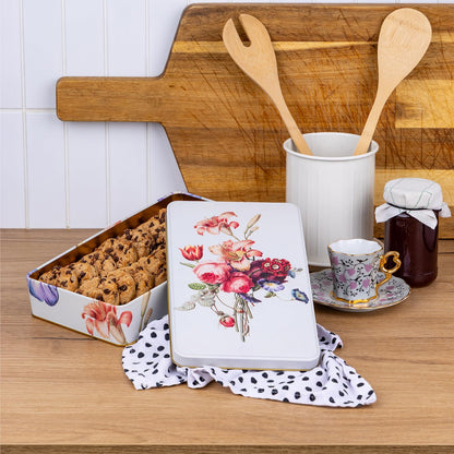 NOTIQUE Tin Metal Tin with Lid, Nostalgic Art Tin Box, Biscuit Tin, Storage Jar for Small Items - Collection Herbarium Flower Language