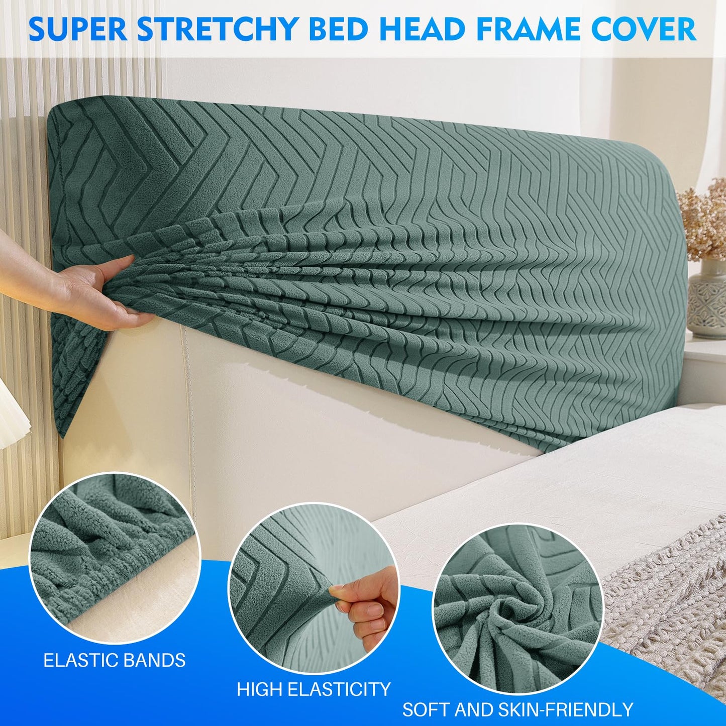 CYCMACO Elastic Headboard Cover, Double/Single Bed Headboard, Removable and Washable Dust Cover, Durable, Universal Headboard Cover Dustproof