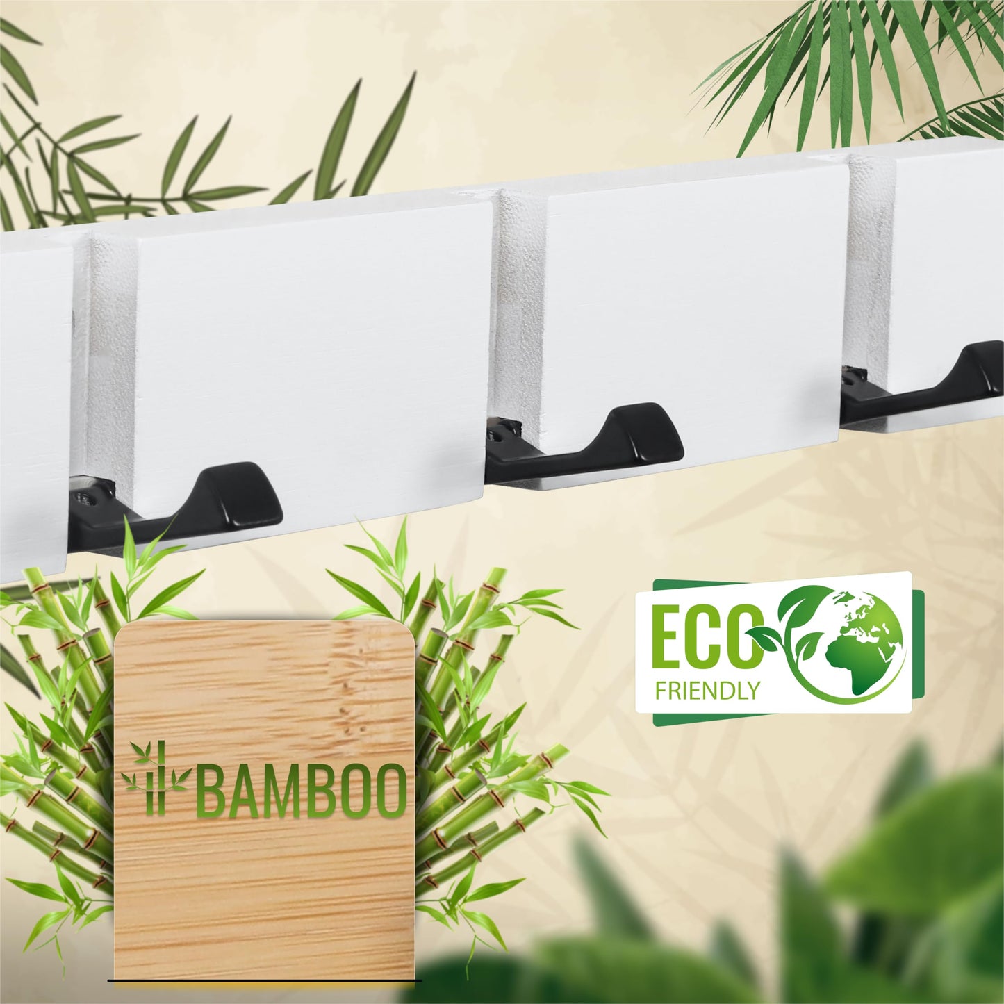 RICOO Modern Coat Hooks Wall Mounted, MH023S-W Wall Hanger with 3 Retractable Hooks, Wall Coat Rack with Space-Saving Design for Coats, Bags