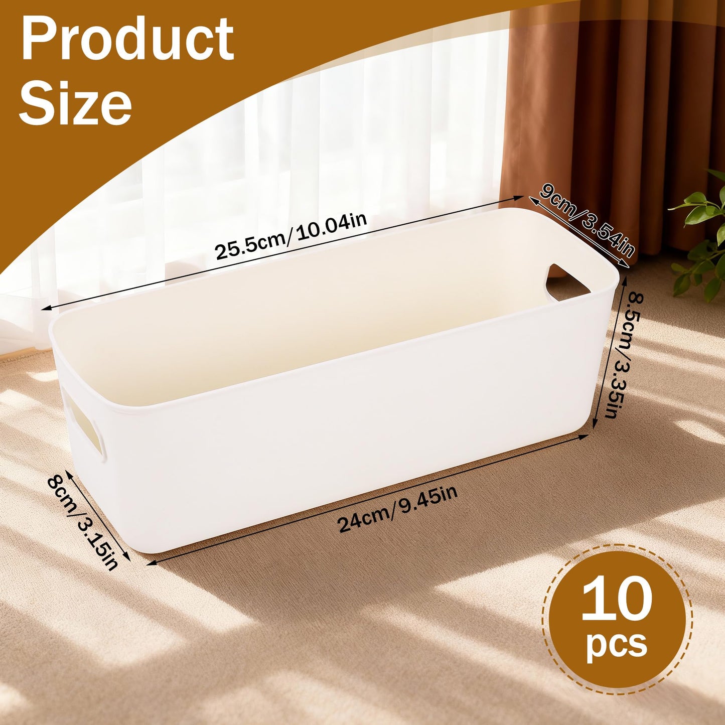 Starvortex 10 Pcs Plastic Storage Boxes, 10.2 x 3.5 x 3.3in Storage Baskets