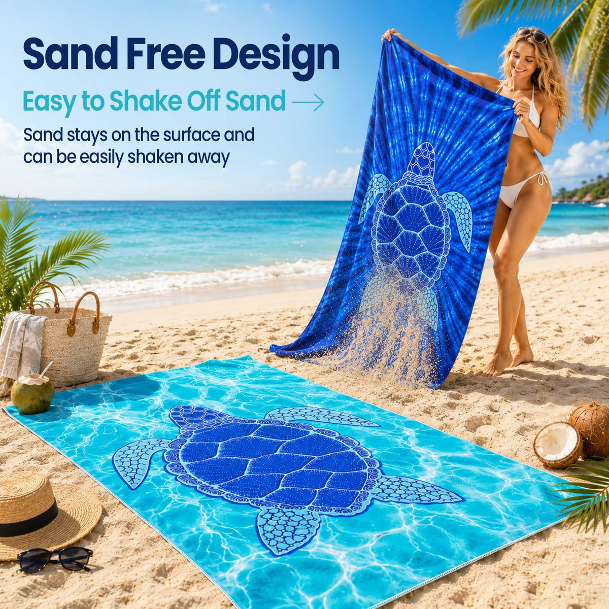 KUIYU 2PCS Microfiber Beach Towels 180x90cm Extra Large