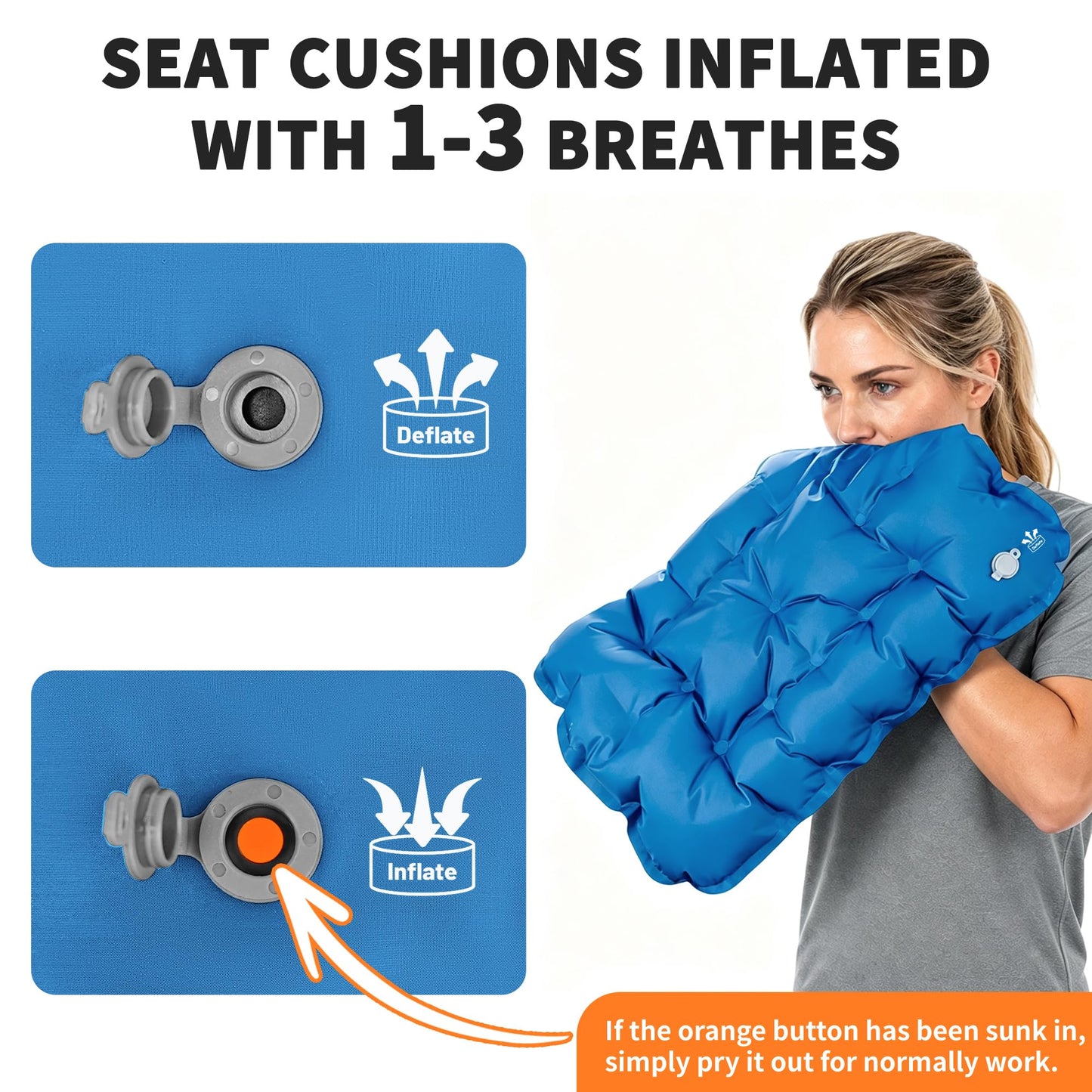 EULANT Thickened Non-slip Inflatable Stadium Seat Cushion,Blow Up Pillow
