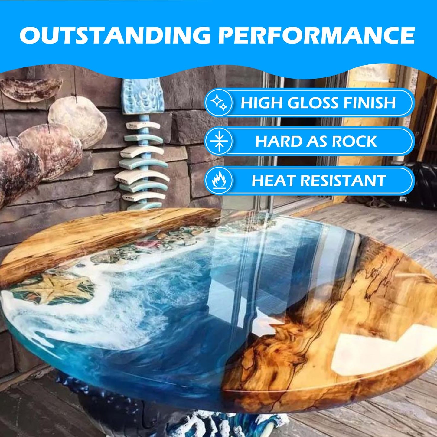 Teexpert Crystal Clear Epoxy Kit - 64oz Clear Coating & Casting Art Resin, 1:1 Epoxy and Hardener for Jewelry, Wood Coaster Tray