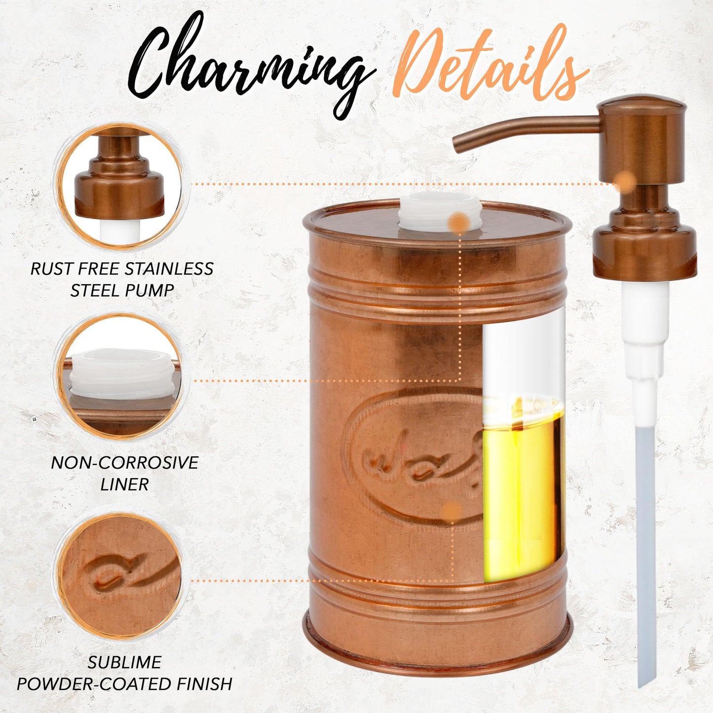 Autumn Alley Galvanized Farmhouse Soap Dispenser Kitchen - Liquid Soap Dispenser for Bathroom - Dispenser for Hand Wash, Sanitizer, Lotion