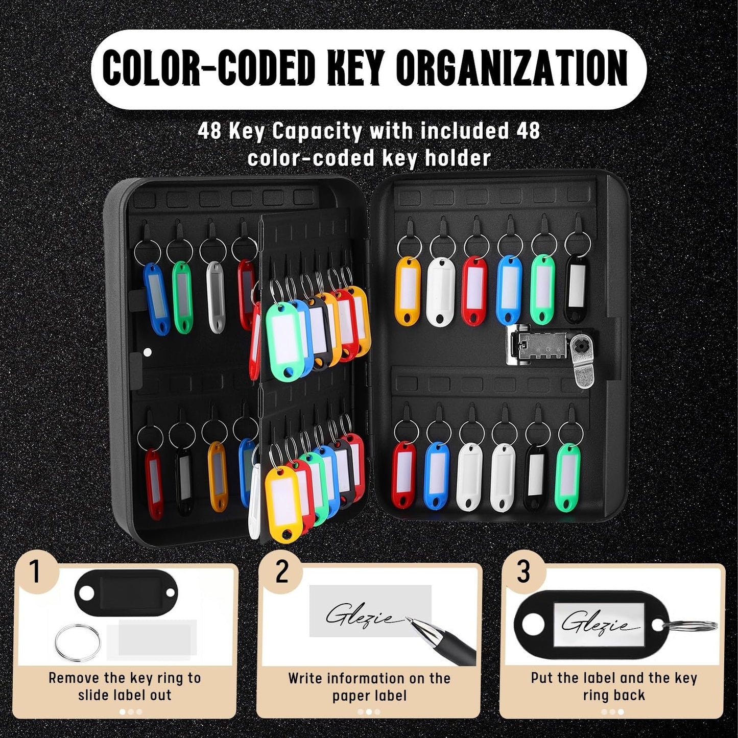 Flexzion Key Box Wall Mount With Code - Black Key Cabinet Lock Box Key Storage Box Wall Mount with Combination Lock