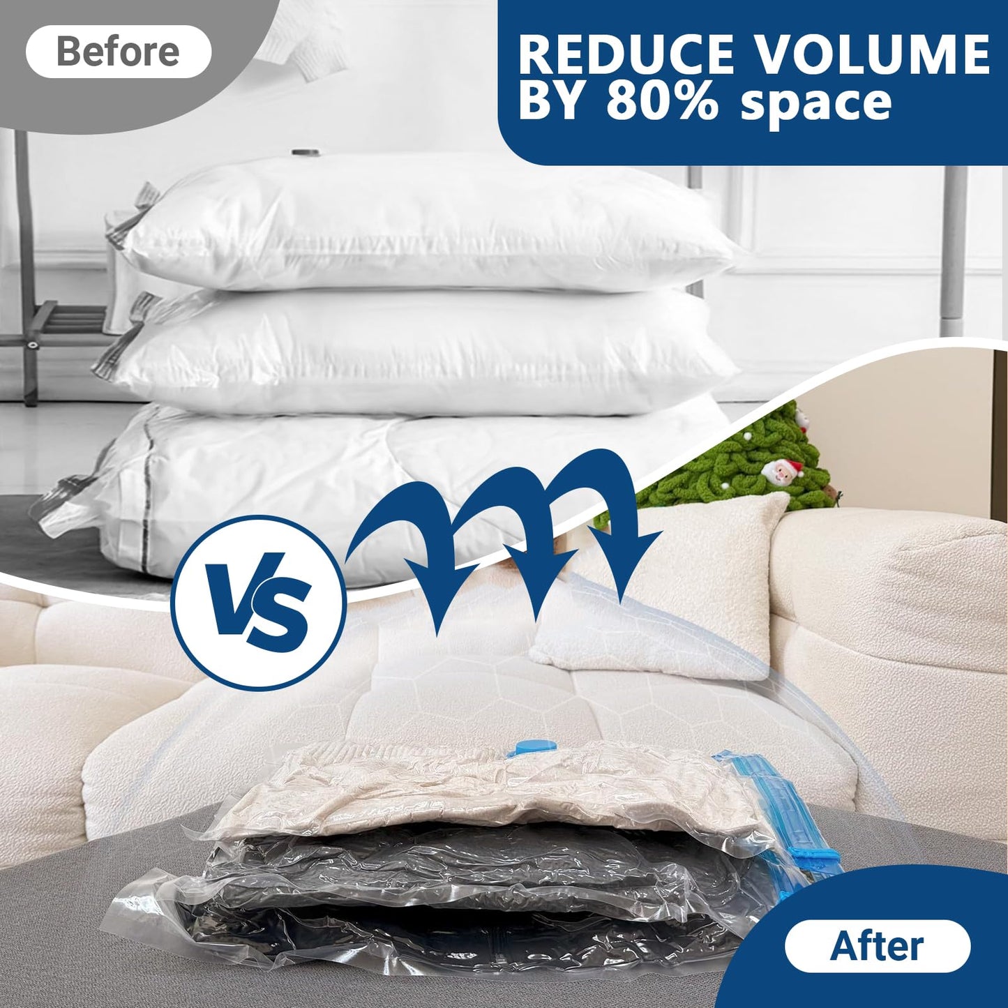 Vacuum Storage Bags - 4 Pack Extra Large (100X130cm) Space Saver Sealer Compression Bags, Reusable Vacuum Bags for Storage Clothes, Duvets, Bedding