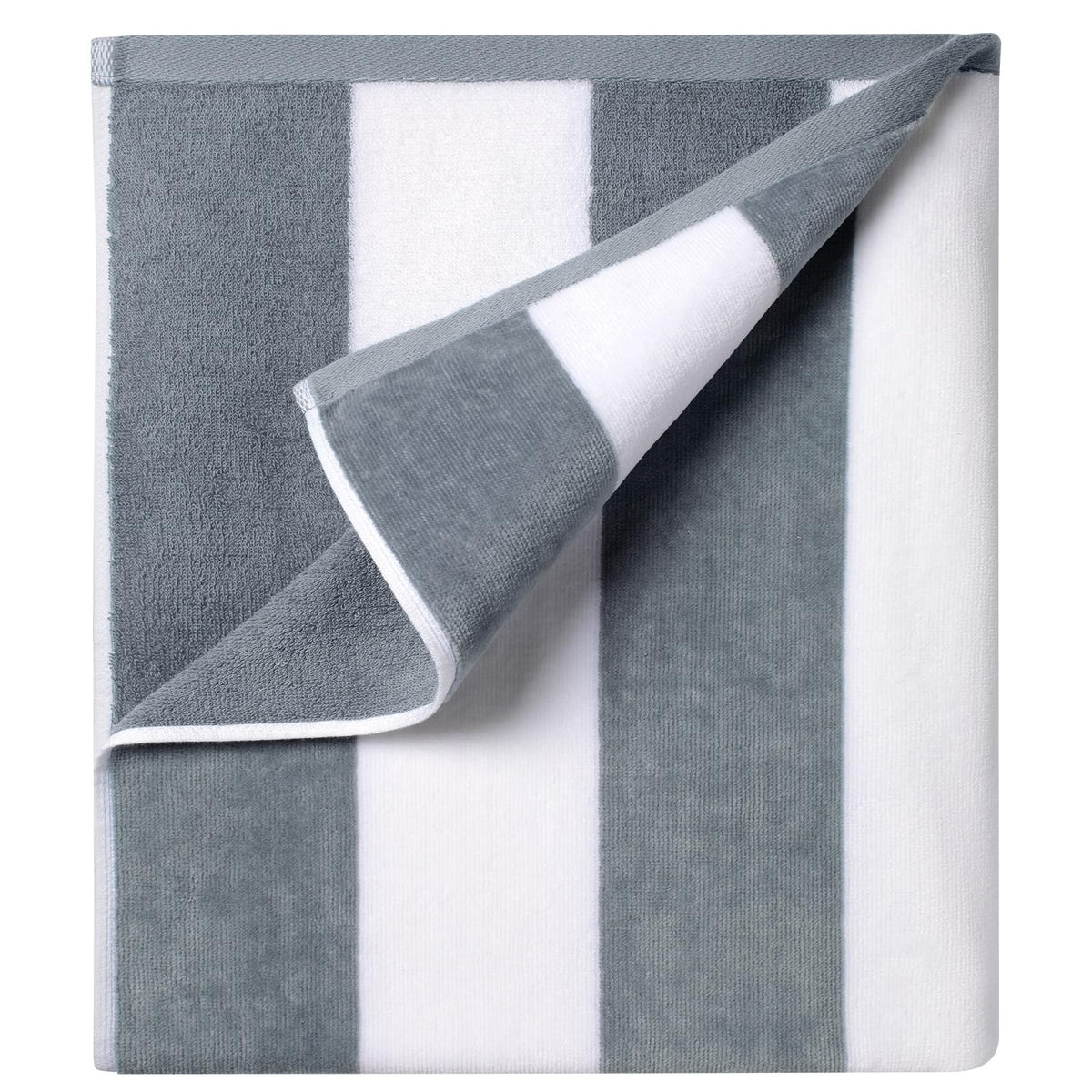Ouxiaobai Cotton Oversized Beach Towel - 35 x 70 Inch Large Size Pool Towel, Striped Soft Cabana Swim Towel Grey