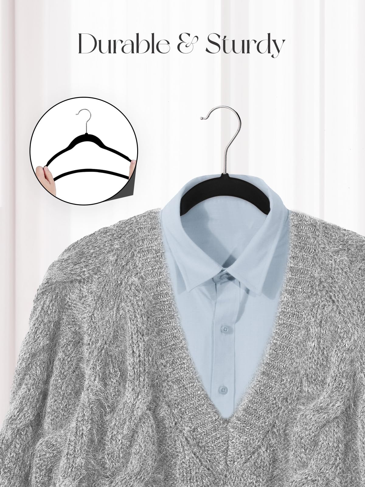 HOUSE DAY Black Velvet Hangers 20 Pack, Non-Slip Coat hangers
