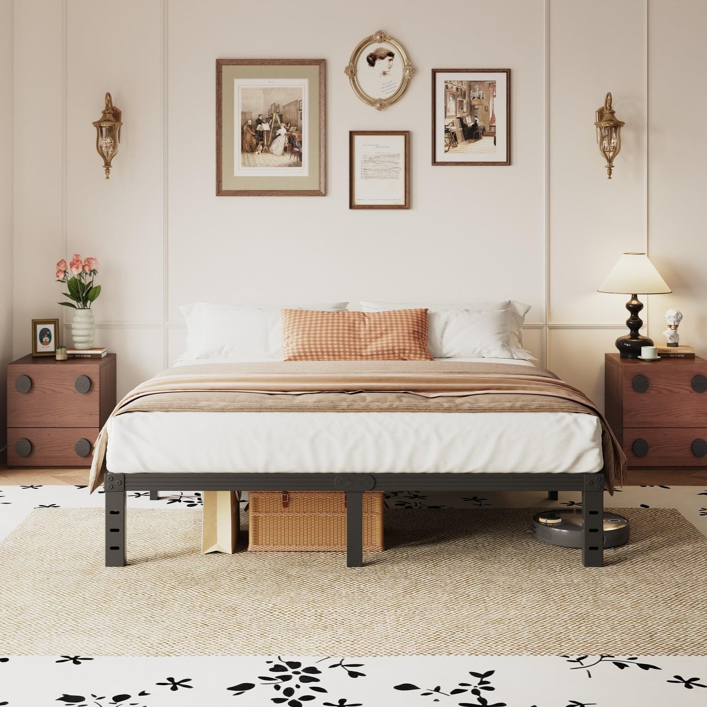 Hunlostten Metal King Bed Frame - Platform Bed Frames with Underbed Storage and Steel Slat Support, Sturdy, Easy Assembly, Noise Free, Heavy Duty