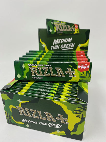 Rizla King Size Camouflage Rolling Paper Full Box Of 50 Booklets (Green)
