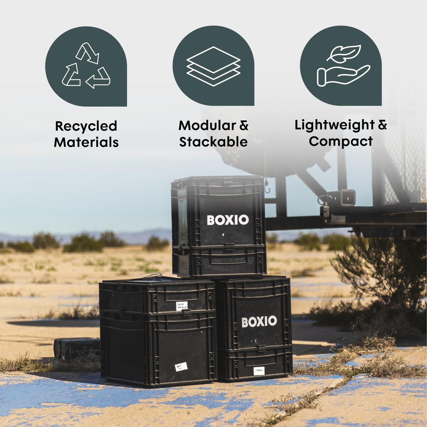 BOXIO Solo: Storage box with lid – 15.7" x 11.8" x 11.0" – perfect plastic transport box for camping, boat or garden