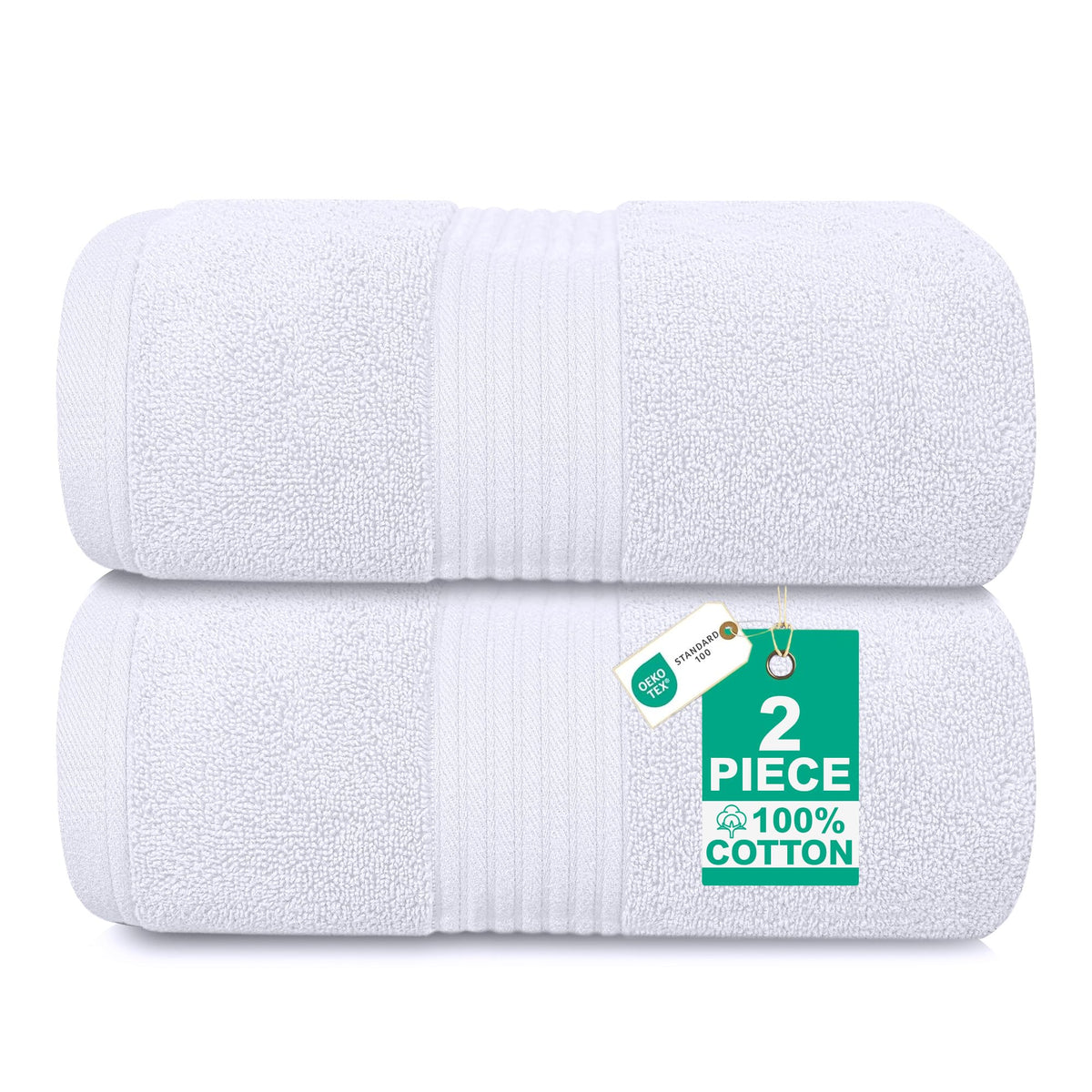 Luxury Set of 2 Jumbo Bath Sheets 100x150cm - Zero Twist 580 GSM White