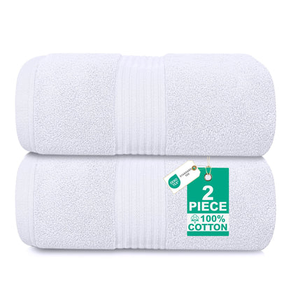 Luxury Set of 2 Jumbo Bath Sheets 100x150cm - Zero Twist 580 GSM White