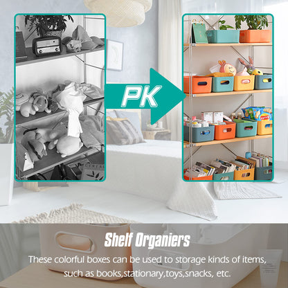 Spesh 6 pcs Plastic Storage Baskets Small Cupboard Storage Boxes Organiser Storage Baskets for Kitchen,Bathroom and ShelfBlue+Green+White+Grey
