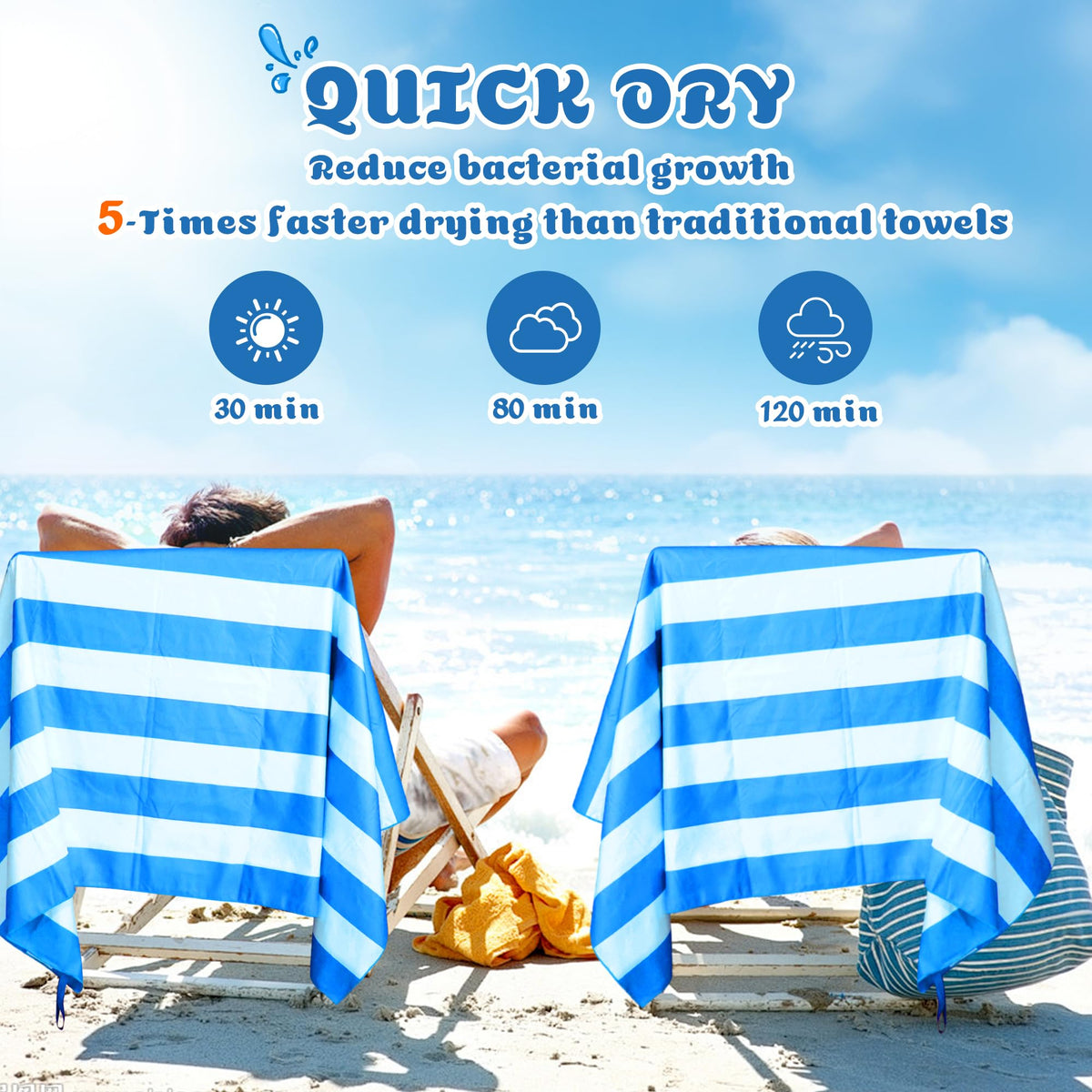 Anavasi Microfibre Beach Towels for Adults, 1 Pack 180 x 90cm 100% Recycled