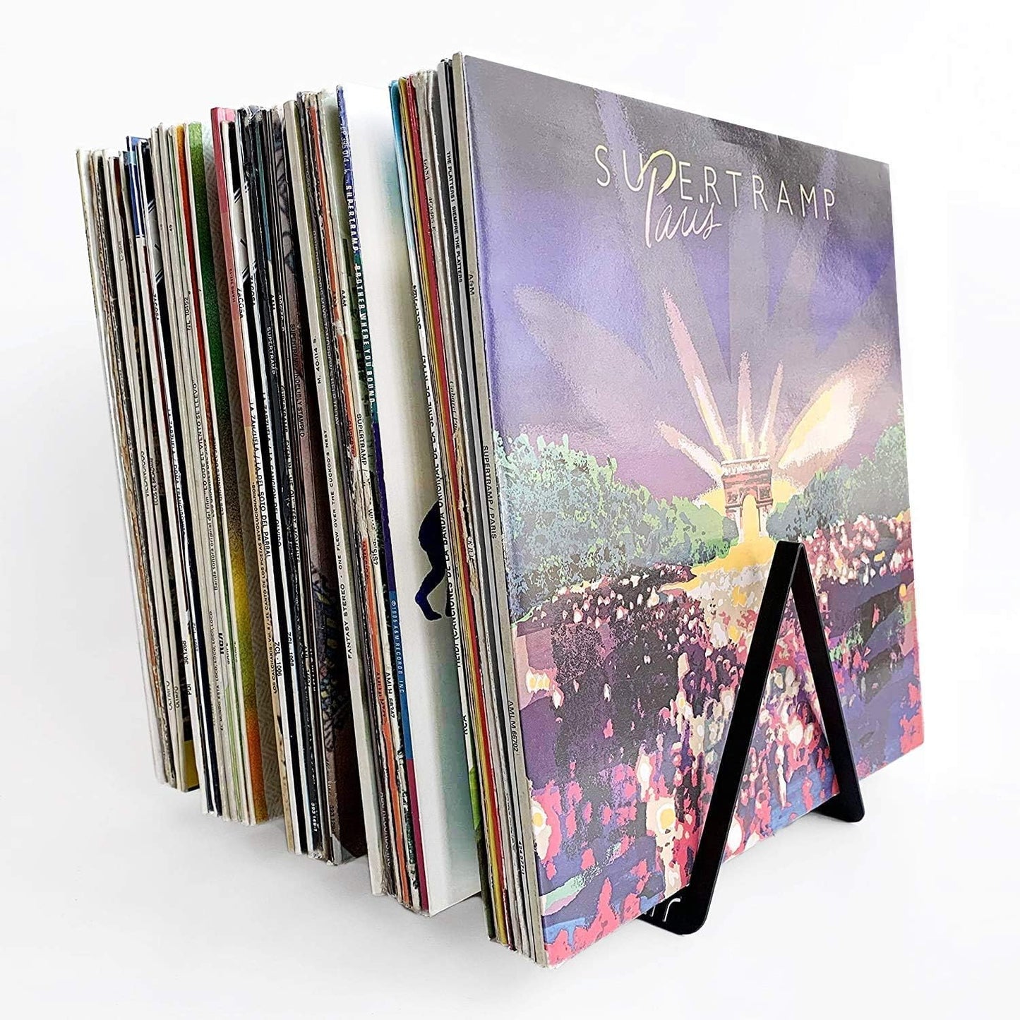 Display Stand, Shelf and Storage for 50 Vinyl Records (Black x 2)