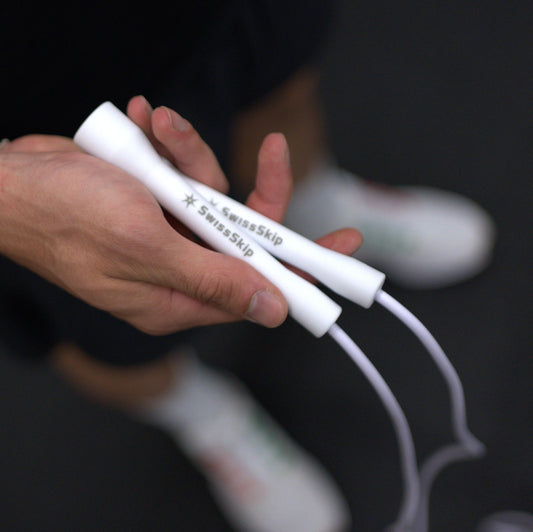 SwissSkip SwissSkip Jump Rope by Dayan Kolev, Xelerate- 5mm PVC Jump Rope, Ideal Rope for Beginners and Advanced Athlets (White)