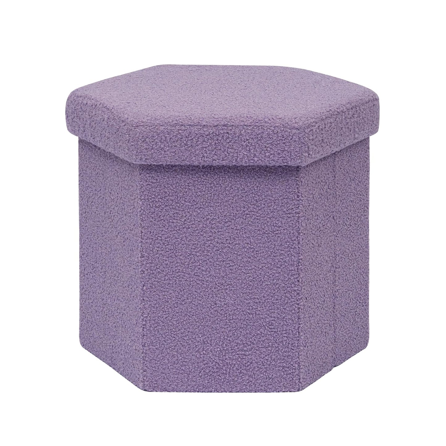 Bonlife Folding Storage Ottoman Hexagonal, Footrest with Toy Ches Box, 43cm