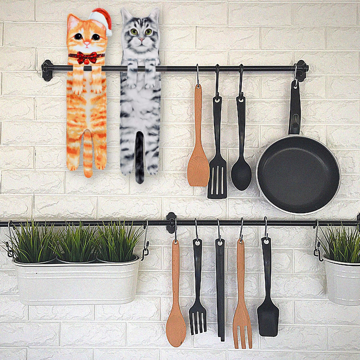 Cat Funny Hand Towels - Cute Bathroom Kitchen Towels Cat Decor Decorative Hanging Face Towels Super Absorbent Soft-Valentine Christmas House Warming