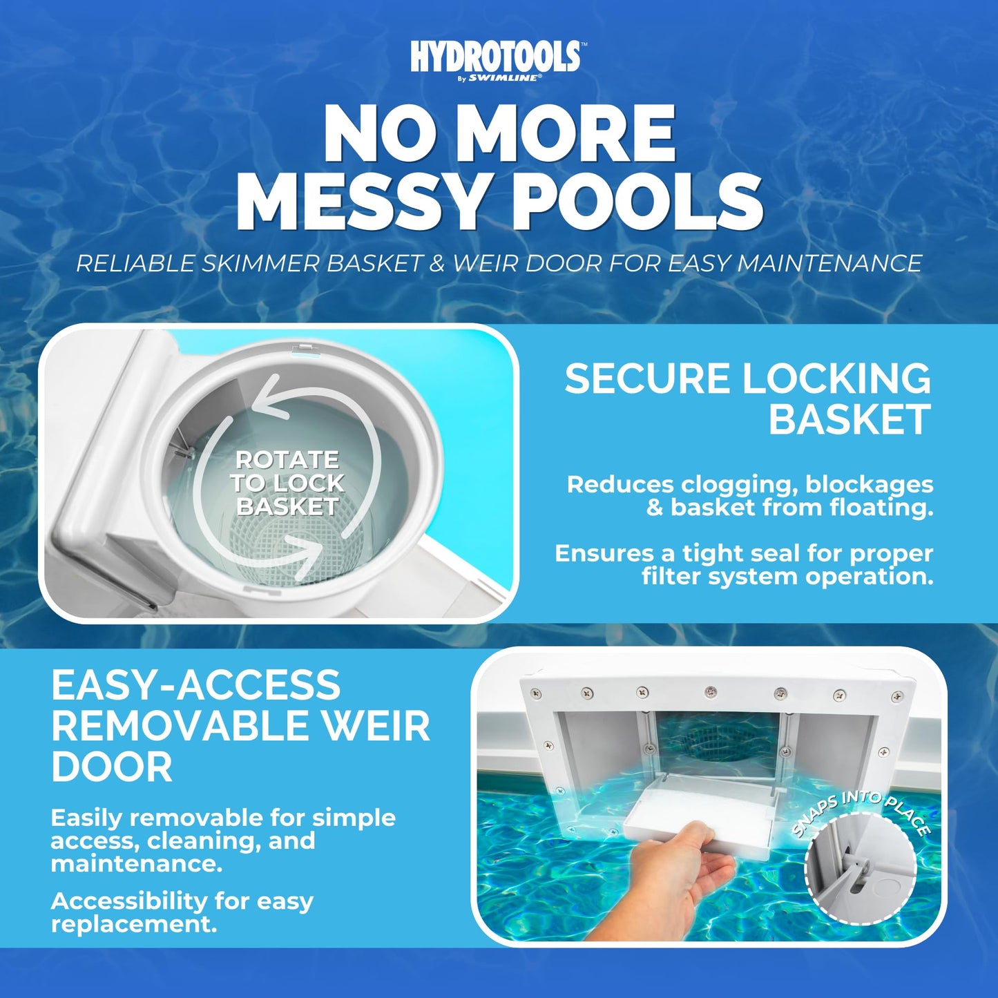 Hydro Tools 8939 Wide Mouth ABS Thru-Wall Pool Skimmer