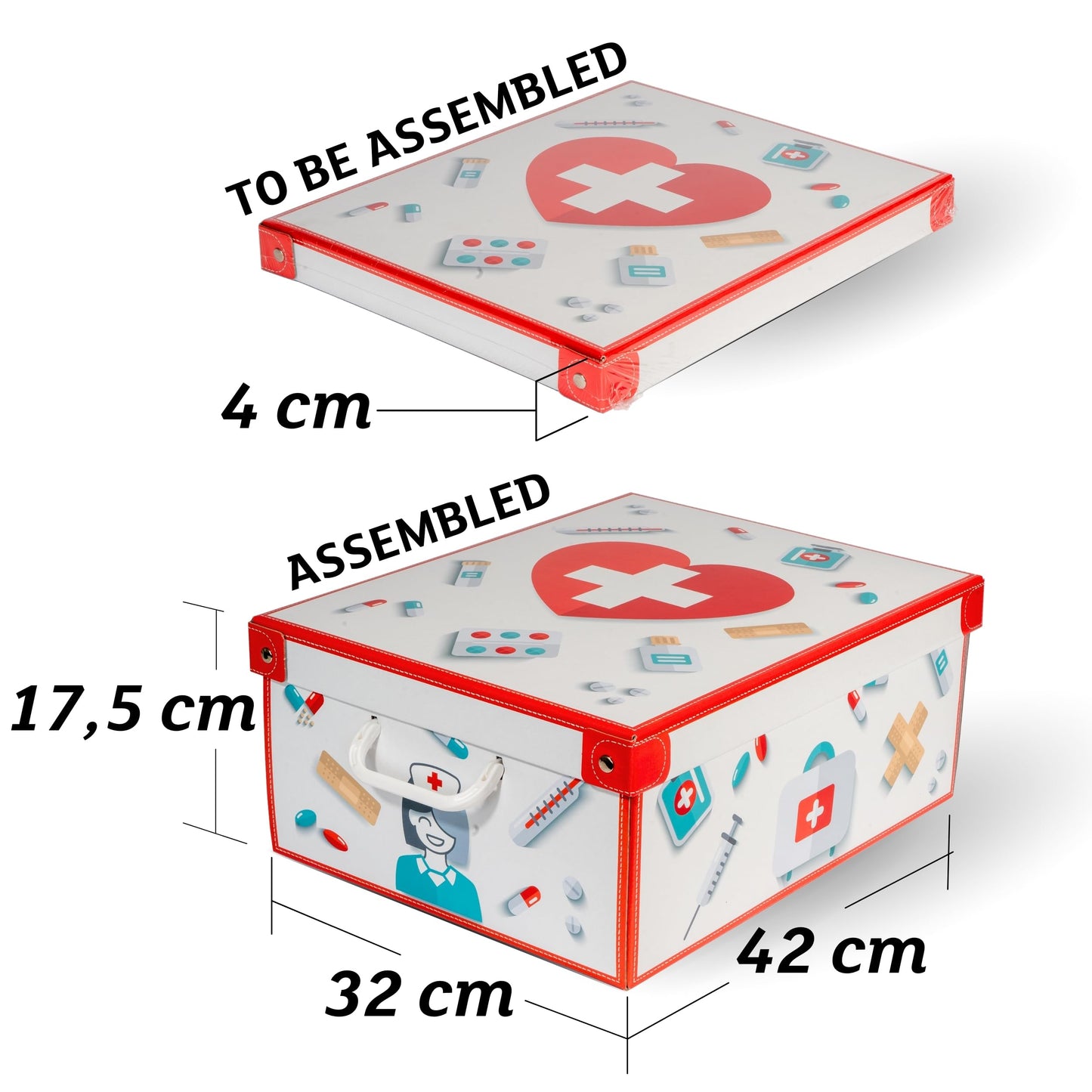 Lavatelli Pharma Organizer Large Medicine Storage Box with Lid First Aid & Medication Storage Case with Adjustable Compartments Home Medical Supplies