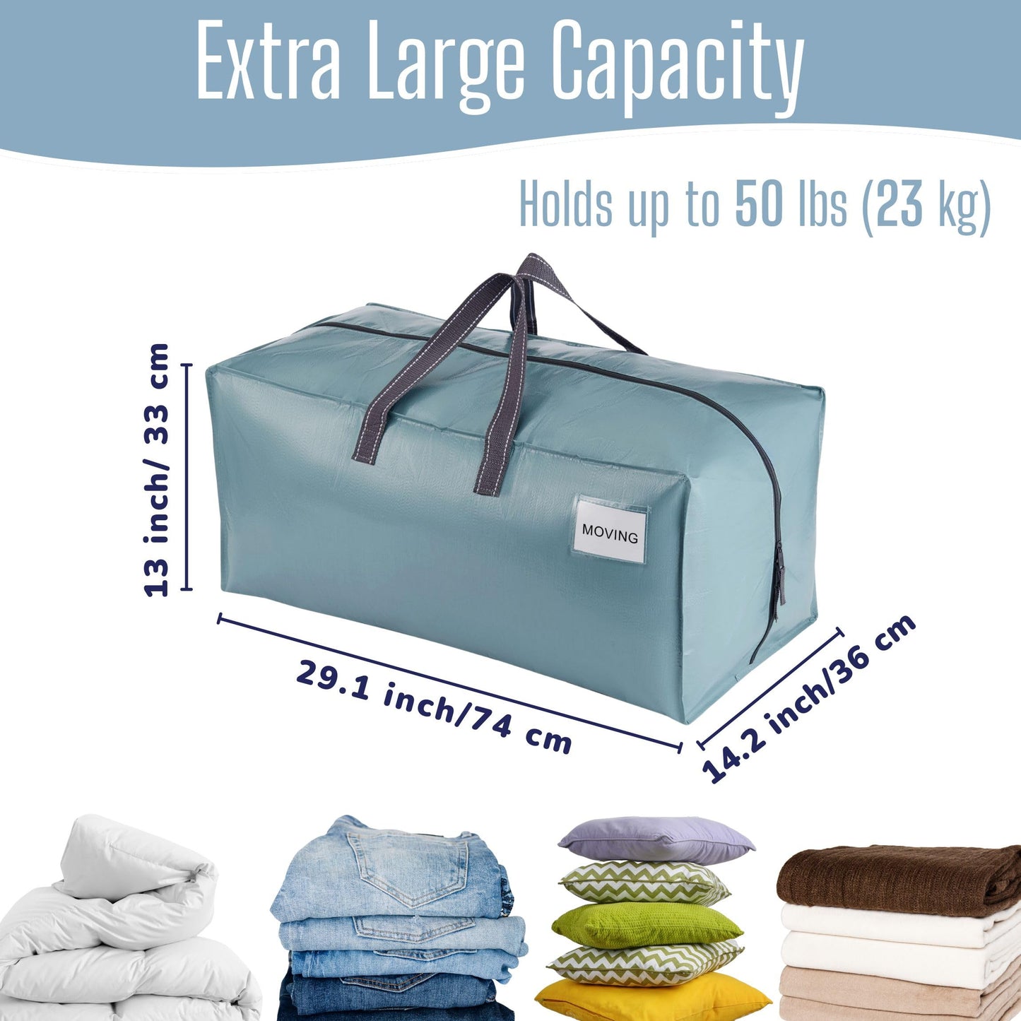 VENO 4 Pack Heavy-Duty Extra Large Moving Bags W/Backpack Straps, Moving House Essentials, Clothes Storage, Packing, Laundry Bags