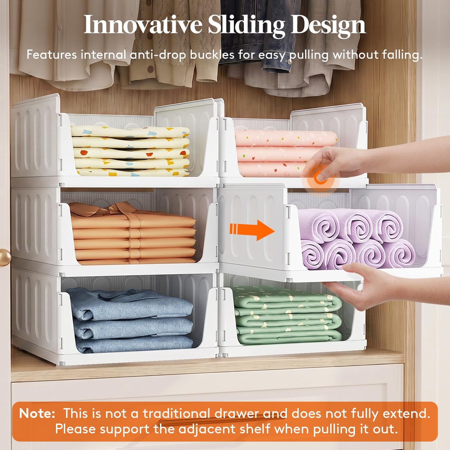 Lifewit 8 Pack Stackable Wardrobe Storage Organiser Hat Boxes 35.5 cm Depth