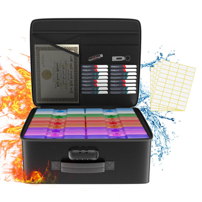 Tamfile Fireproof Photo Storage Box with 18 Inner 4" x 6" Multicolor Photo Case, Plastic Photo Organiser with Lock for Pictures, Cards, Crafts, Stamps