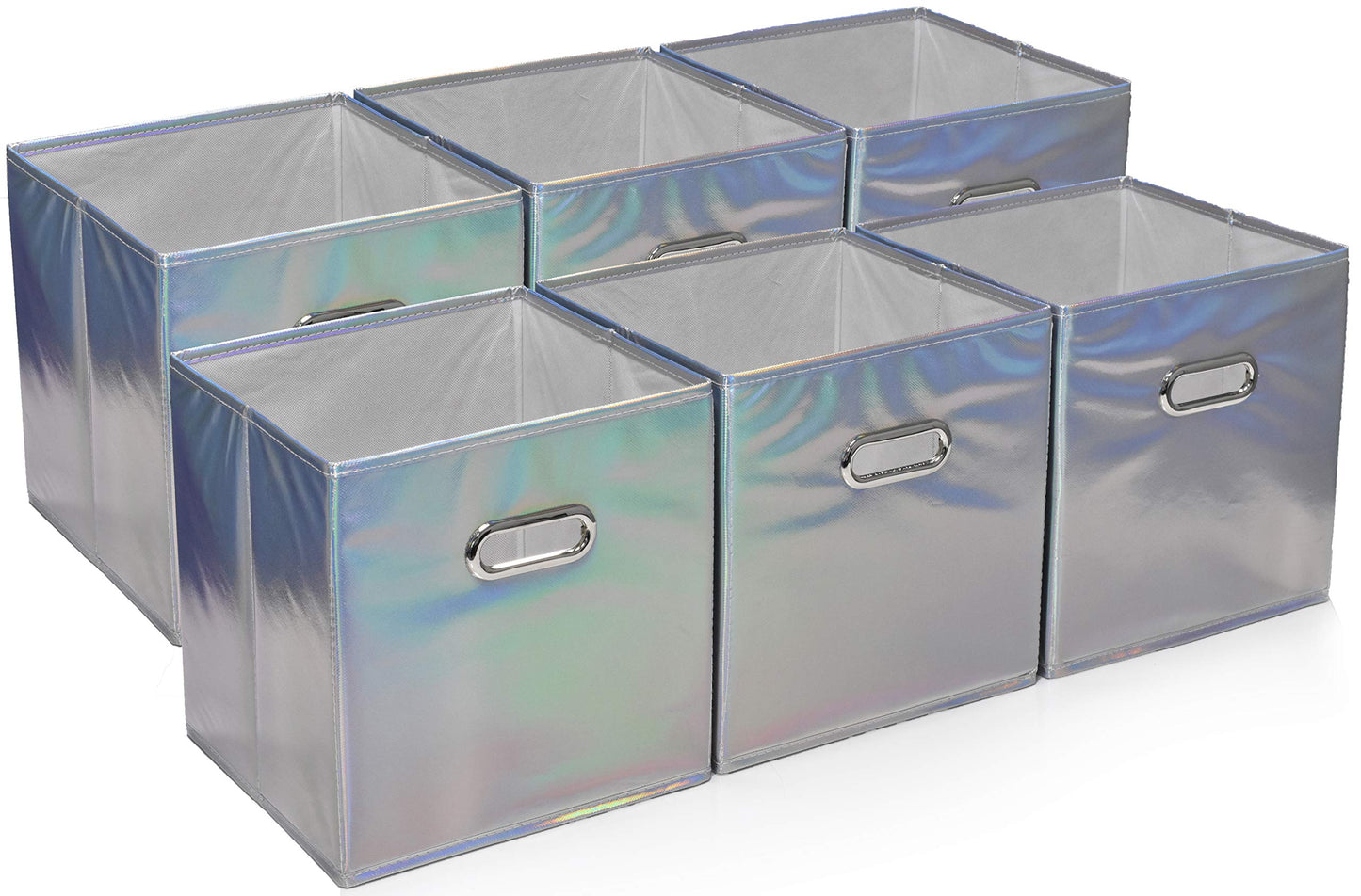 Handy Laundry Foldable Cube Storage Bins - 6 Pack Decorative Fabric Storage are Collapsible & Great Organizer for Shelf, Closet