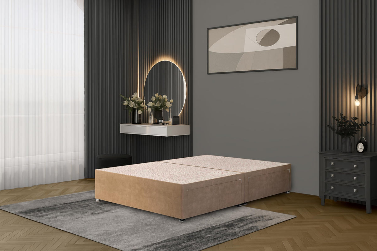 Bed Centre Flexby Divan Bed Base Only with 2 Drawers Same Side, No Headboard - Available in 3FT, 4FT, 5FT & 6FT