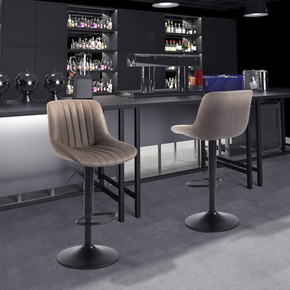Youhauchair Bar Stool, Swivel Counter Height Barstools with Back, Adjustable PU Leather Bar Stool, Modern Kitchen Breakfast Bar Stools, Brown