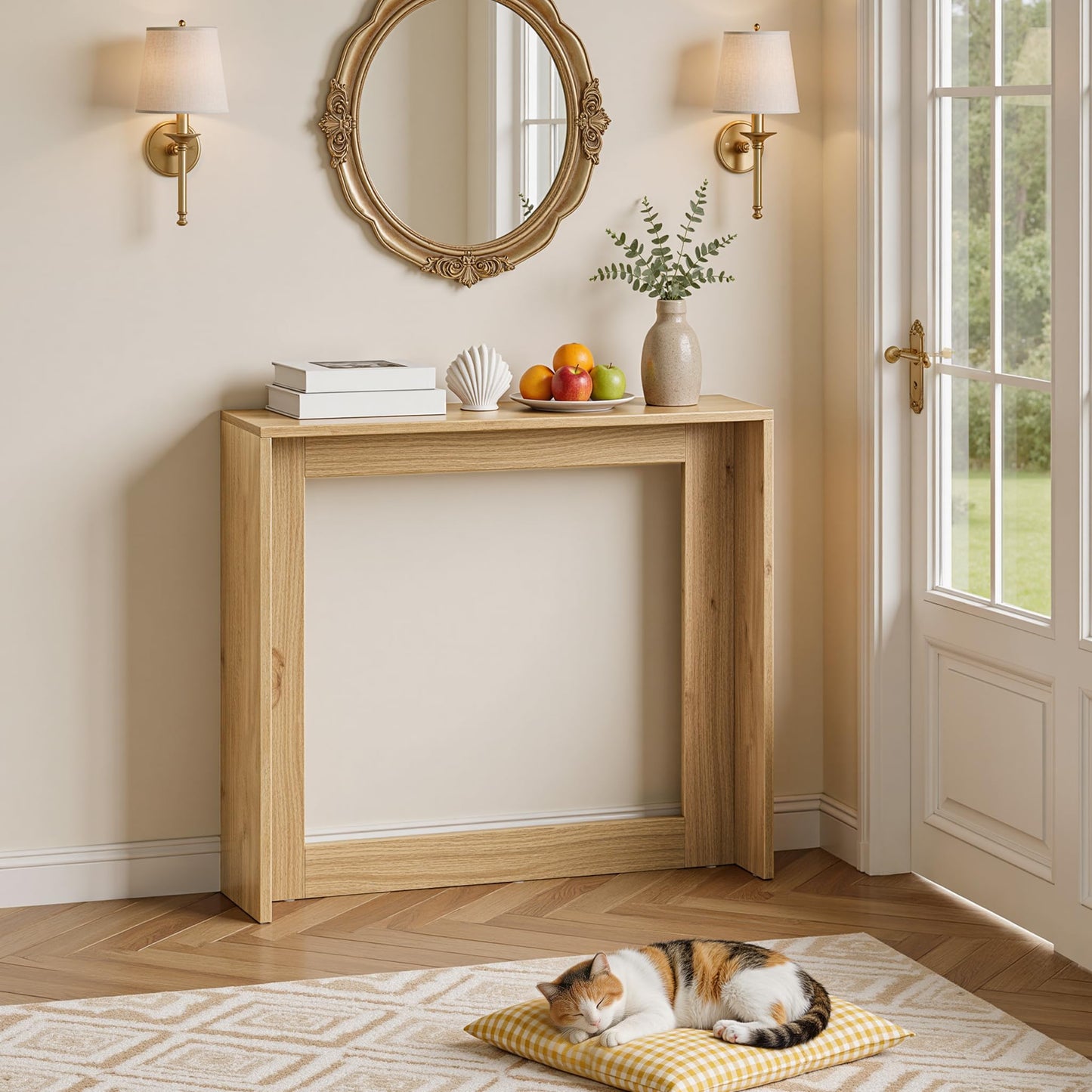 YATINEY Console Table with Storage, Farmhouse Sofa Table, Behind Sofa Table, Narrow Entryway Table, Side Table for Entryway, Living Room, Bedroom