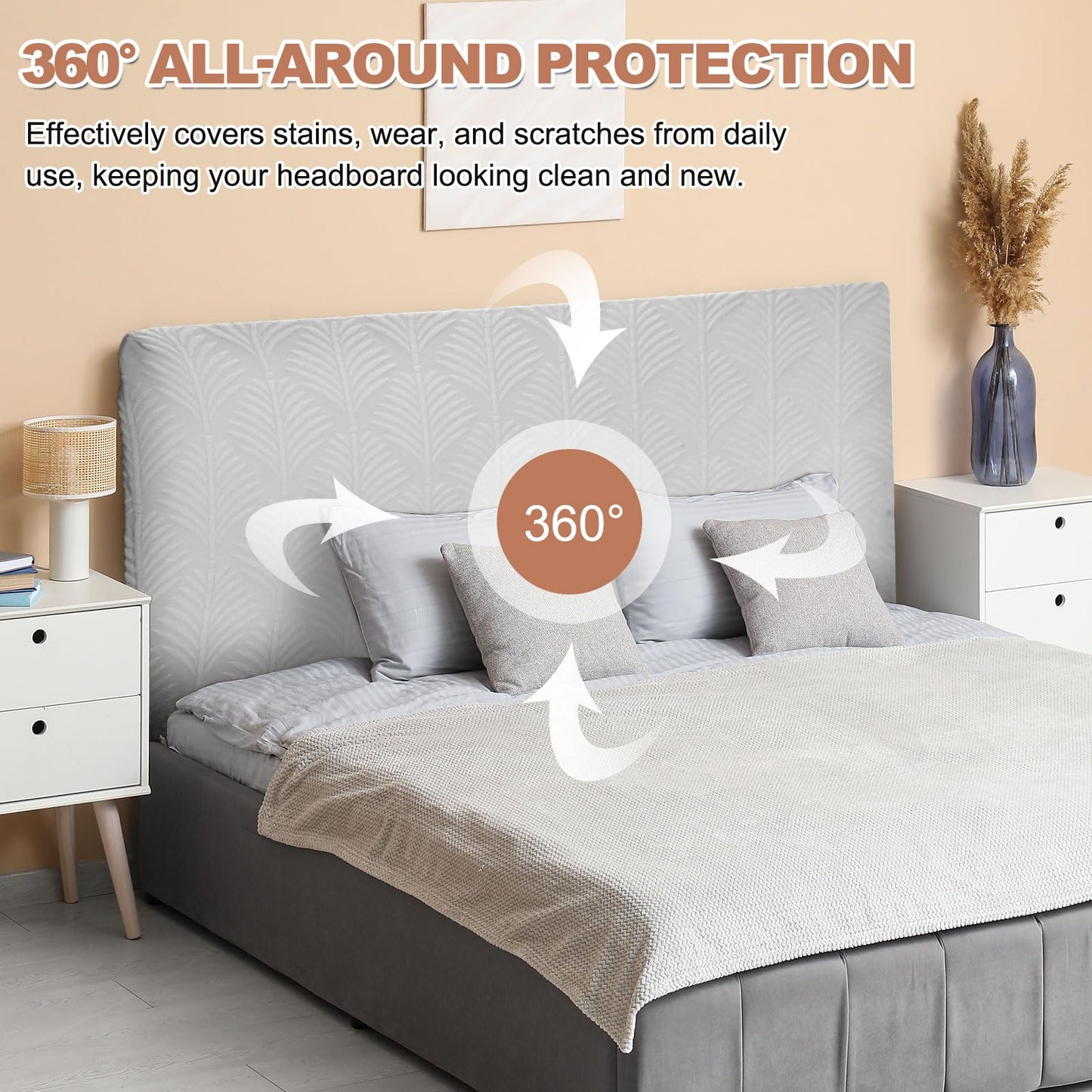 sourcing map Bed Headboard Slipcover, 200cm Jacquard Fabric Stretch Protector Covers, Dustproof Cover for King Size Headboard Bedroom Decor, Dark Gray