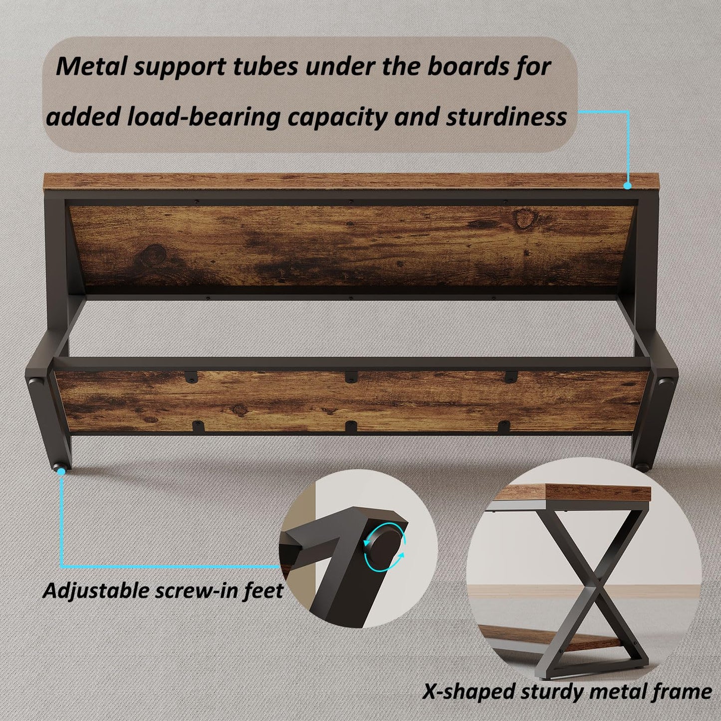 IBF Shoe Storage Bench Entryway shoe Benches for Hallway 120cm Rustic Brown