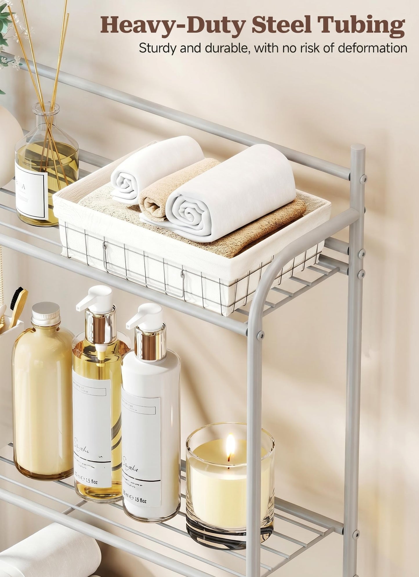 Suuiwau Over Toilet Storage Rack, 3 Tier, 57.5×19.5×163.5 cm