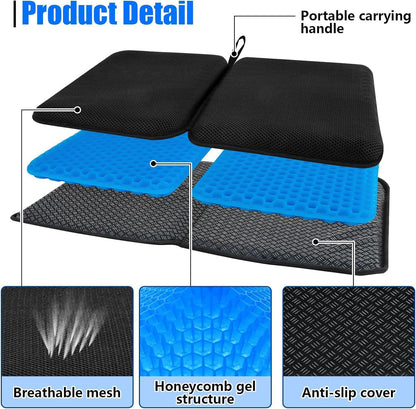 Gel Seat Cushion, Portable Airplane Seat Cushion, Foldable Travel Pillow with Gel Grid Design for Airplane, Camping, Bleachers, Flights, Commute