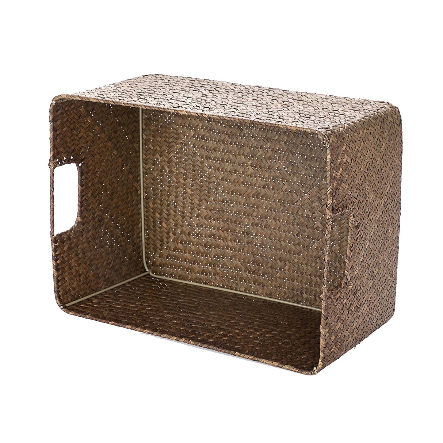 IGNPION Seagrass Storage Opened Basket Living Room Decorative Basket Woven Wicker Towel Baskets Desktop Baskets Bathroom Storage Organiser Box