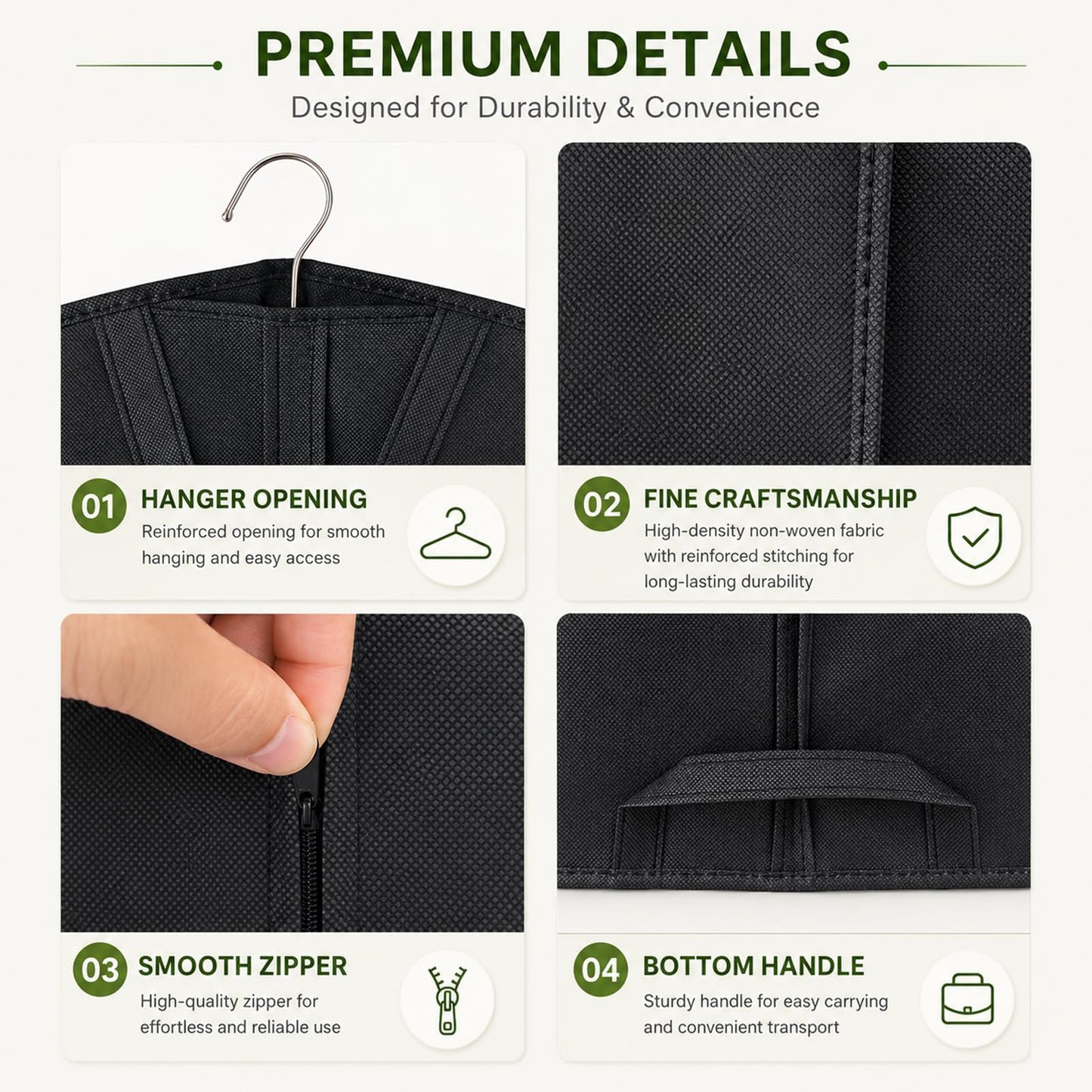 Yelinosk 2 PCS Black Suit Bag for Man 60x120cm, Dust Cover, Carrier, Storage Bag for Coats, Tuxedo