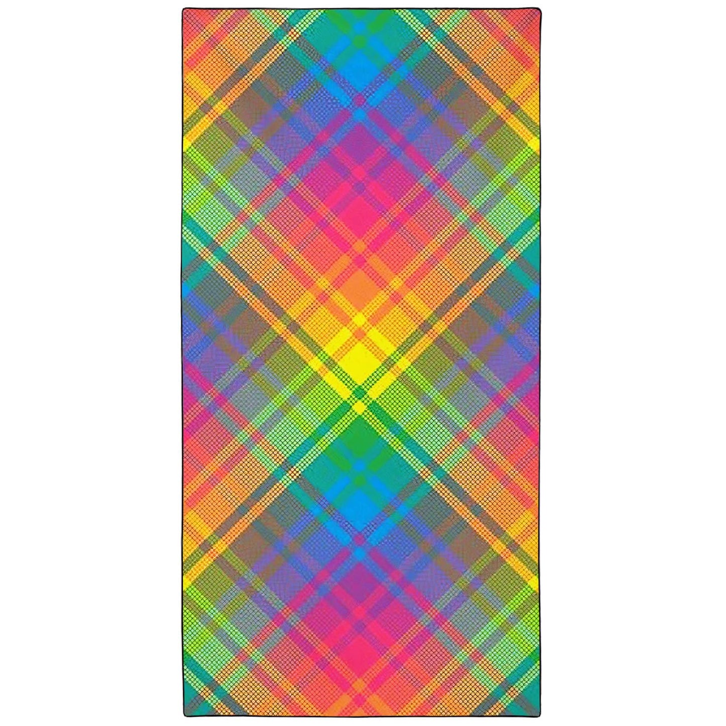 YISUMEI Colorful Rainbow Plaid Beach Towels for Adults Extra Large 180x90cm, Microfibre Quick Dry Towel for Travel Swimming Camping Sports