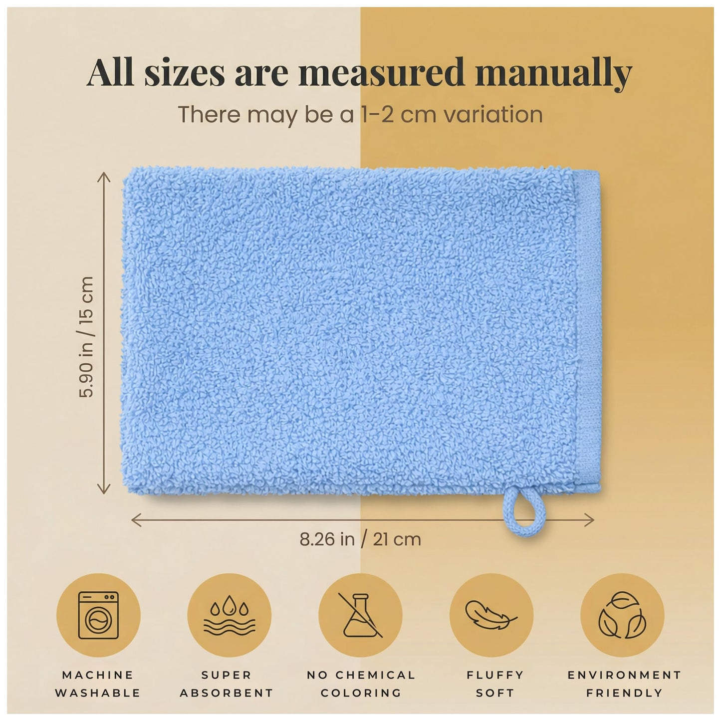Perefly Washcloth Small Towels Set - 15 X 21 CM Hand Towels for Bathroom & Gym - Soft & Absorbent - Fast Drying Wash Cloths 10 Pack (Blue)