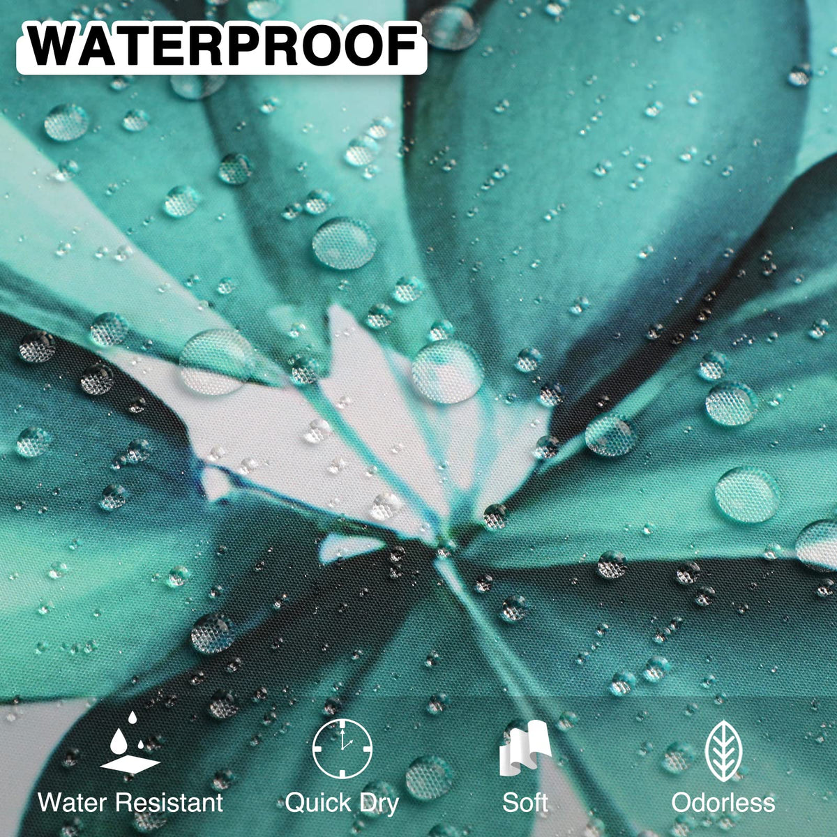 WELTRXE Shower Curtains, Bathroom Shower Curtain with 12 Hooks, Waterproof Polyester Fabric Bathtub Curtain, Weighted Hem, Quick Dry