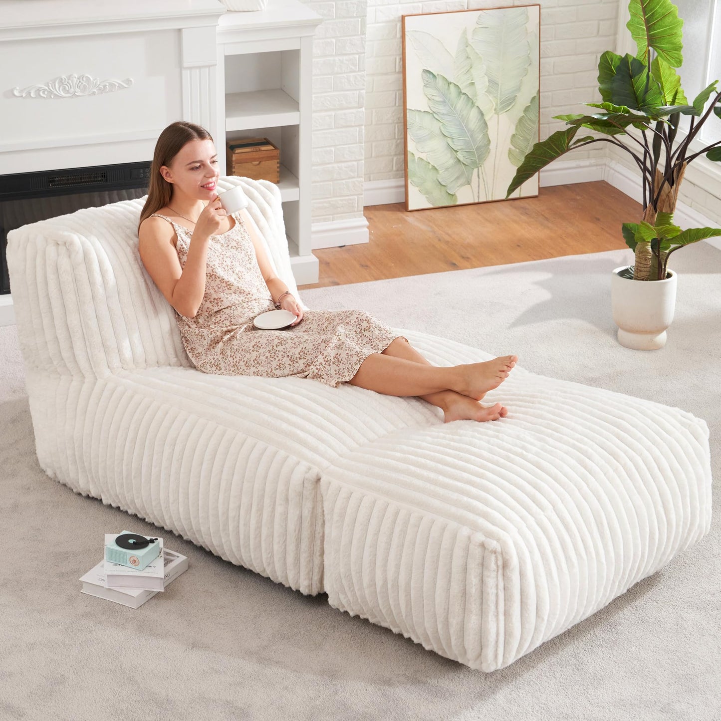 Hobestluk Adult Bean Bag Chairs with Memory Foam Lazy Sofa for Living Room