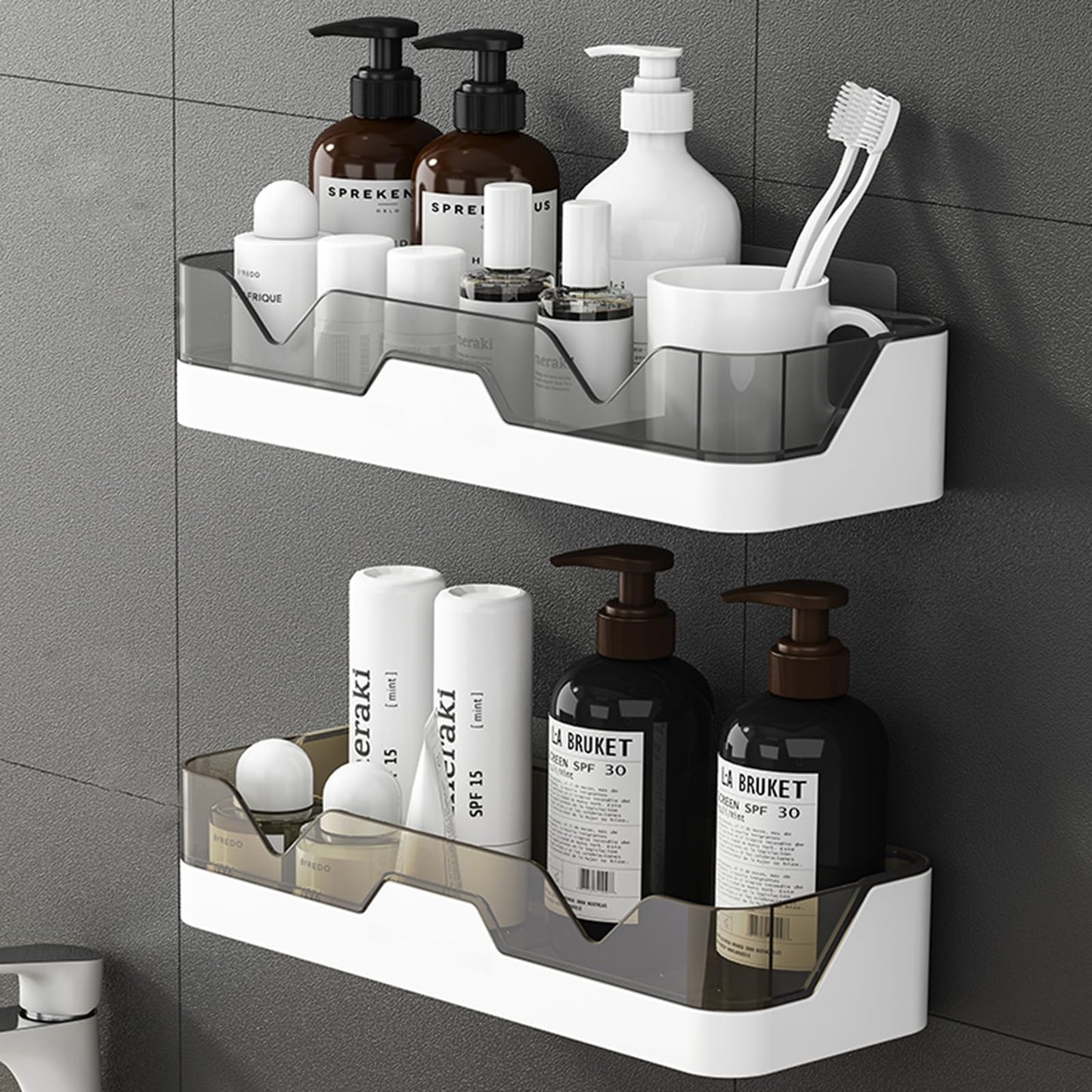 PIGPIGFLY Shower Shelf no Drilling, Plastic Bathroom Shelf, Shower Organiser, Organizer Basket for Shower, Bathroom Shelves, Bathroom Accessory