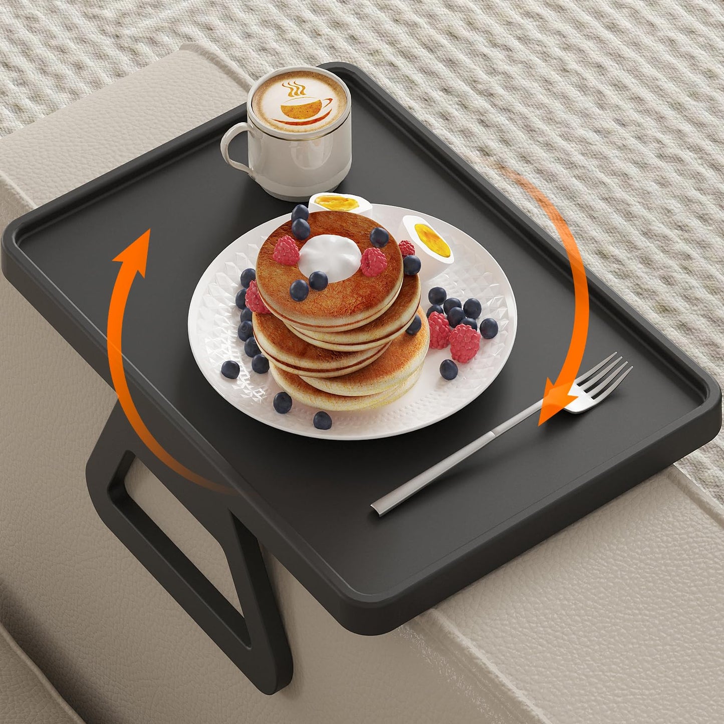 Lifewit Plastic Rotating Couch Armrest Table, Adjustable Sofa Arm Clip Holder Tray for Snack/Fast Food/Fruit/Drink
