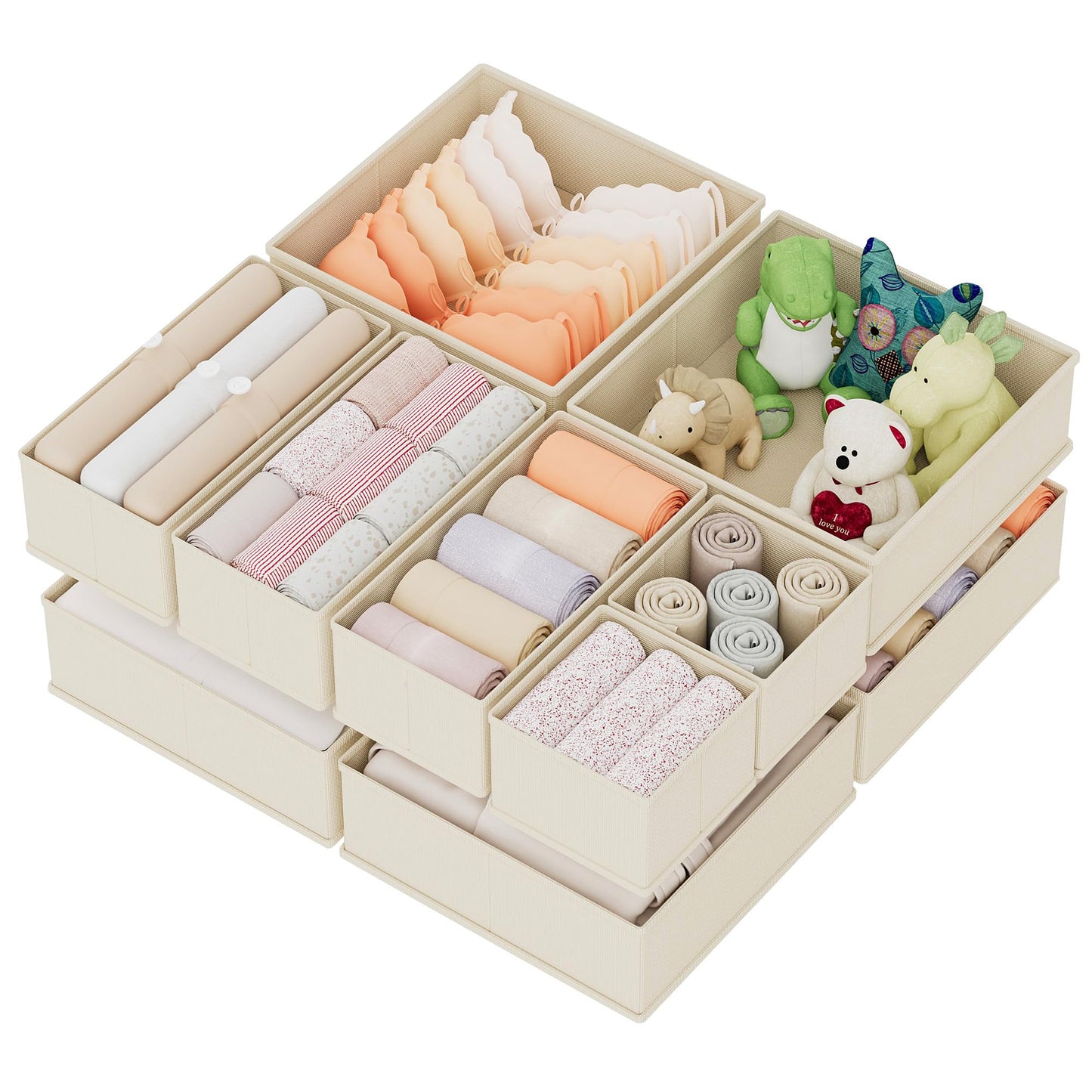XIVIRACK 10 Pack Drawer Organizer for Clothes, Underwear Drawer Organizer Bins, Foldable Fabric Closet Storage Organizers