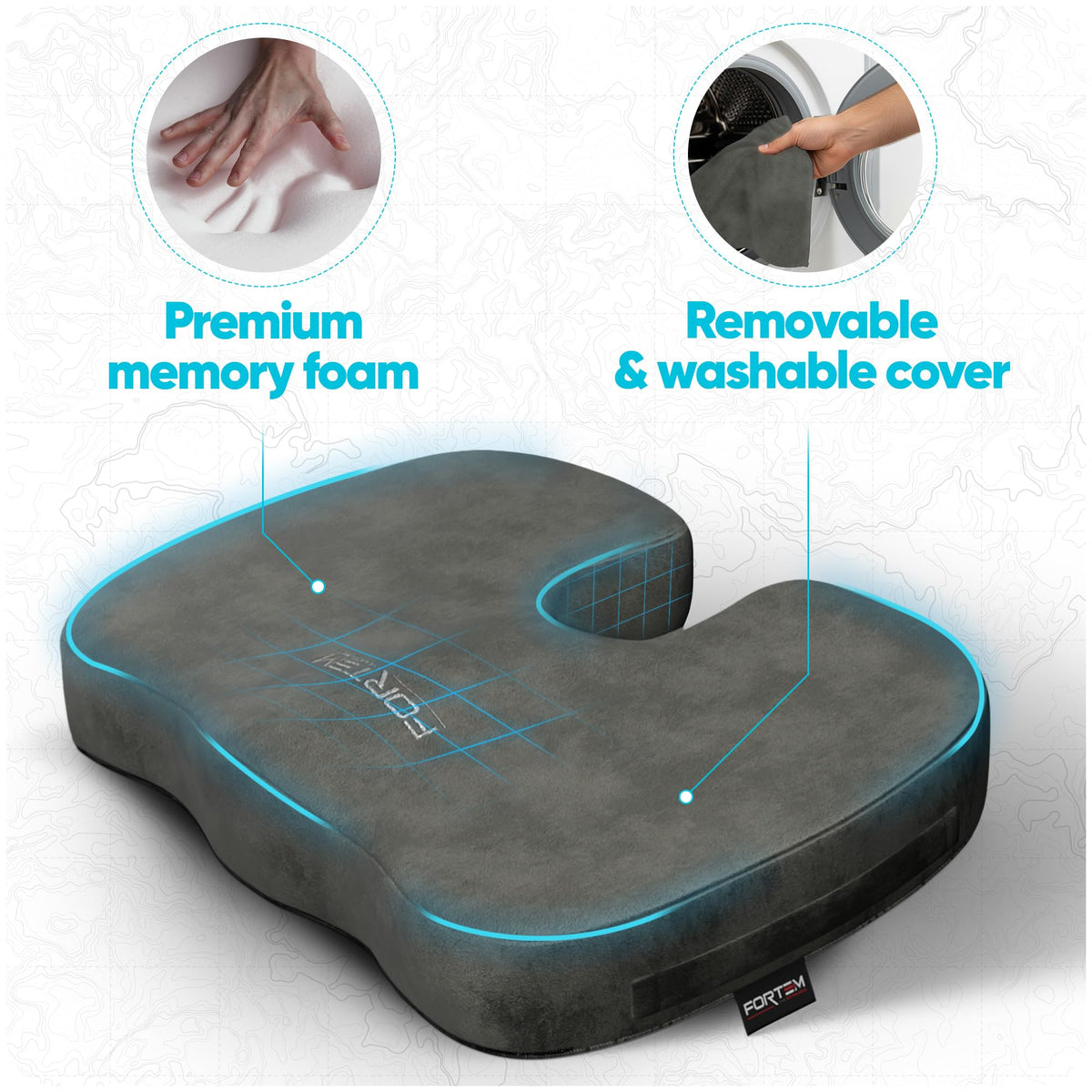 FORTEM Seat Cushion, Office Chair Cushion, Memory Foam Pillow for Sitting