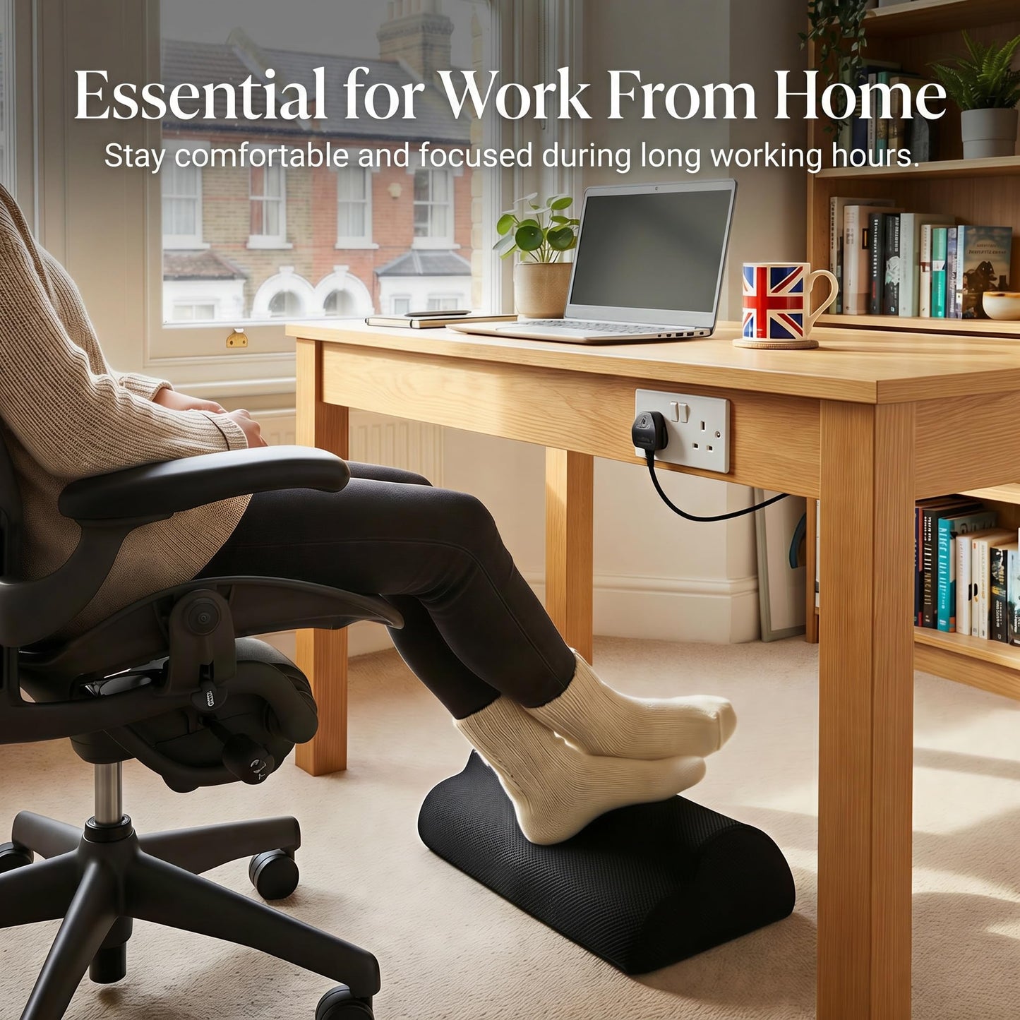 Glamletter Ergonomic Foot Rest for Under Desk, Premium High-Density Foam Footstool with Breathable Mesh & Non-Slip Base